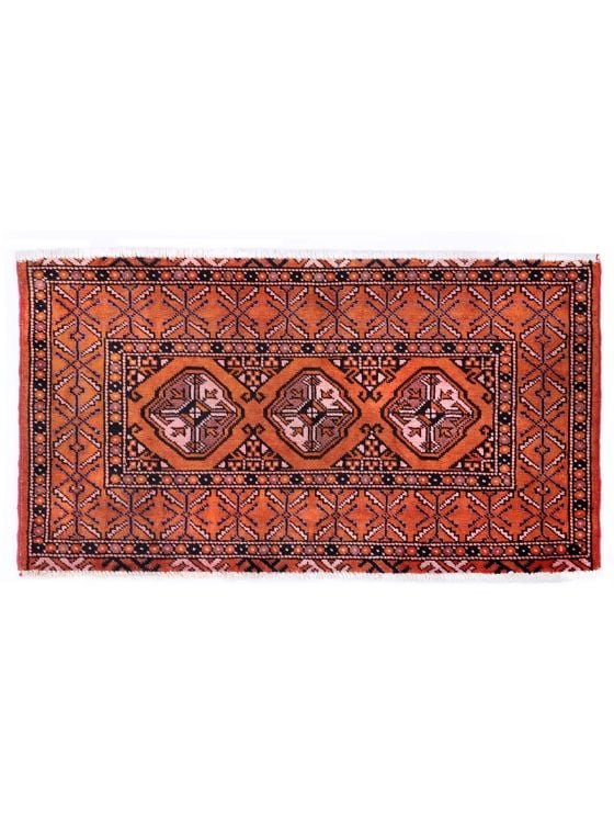 ヴィンテージ ペルシャ絨毯 トルクメン 115×54cm トルクメン絨毯 1970年代 | 手織り緑色 - vintagecarpet