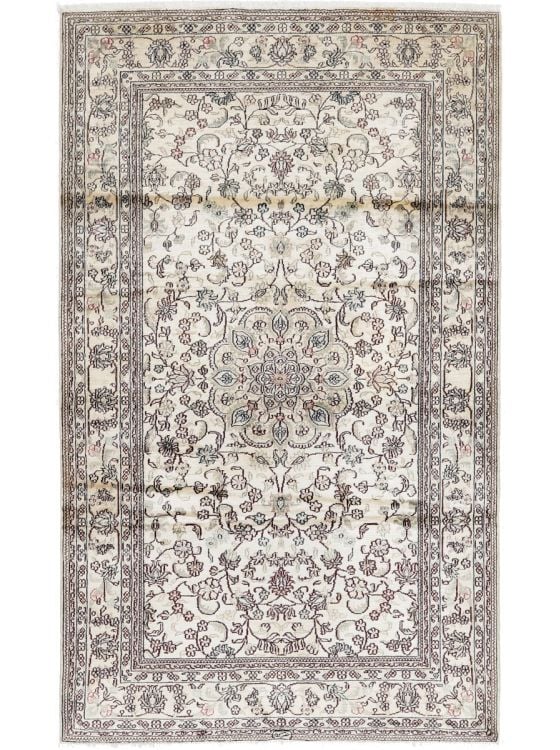 Grand Tapis Ancien Asiatique Laine - Noeud Fin - 247x159 Cm - Certifié