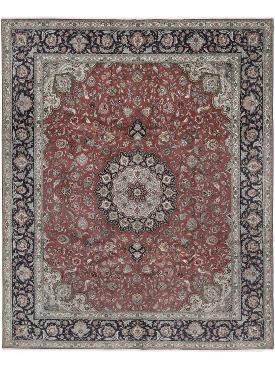 【酒宴はお城の庭で】ペルシャ絨毯　シルク手織り　ふたりの王子4人の召使い ナイン産ペルシャ絨毯｜上品な赤とシルクの草花模様 約62×90cm