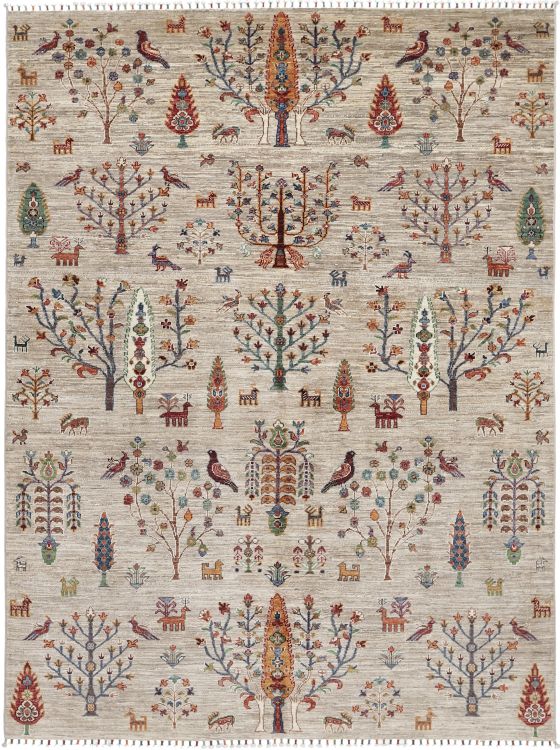 花アラベスク】パキスタン絨毯 ウール手織り ヴィンテージ オレンジ