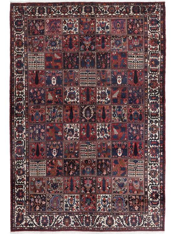 ペルシャ絨毯 セネラグ ペルシャ絨毯 セネ産オールド 藍、えんじ、赤