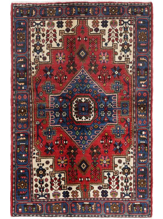 Tapis Persan Nahavand 146x99 Cm - Noué Main - Laine Et Coton - Dicarpet