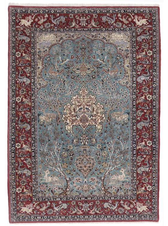 Y2508 イスファハン シルク100% 手織絨毯 185×123cm イスファハン (オールド) セイラフィアン工房 153cm x 97cm