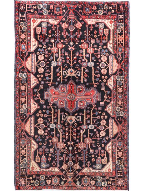 Grand Tapis Persan Noué Main Nahavand 256x145cm – Laine – Motif Oriental