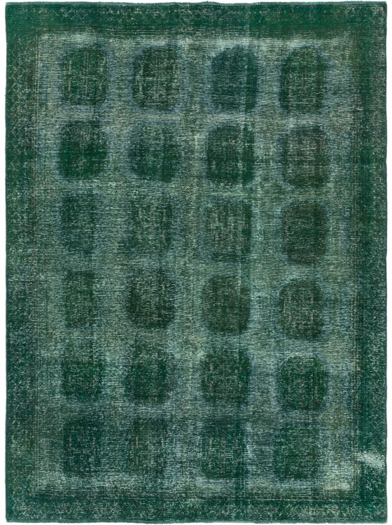 Grand Tapis Patchwork Noué Main 250x170cm - Vert, Look Used - Moderne