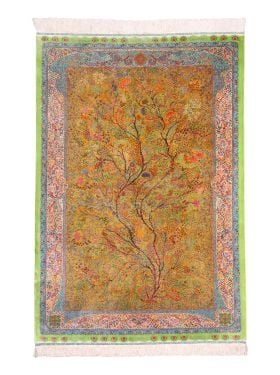 Y387 高級手織り絨毯 イラン ギャッベ ザクロス 鹿絵 83×61㎝下