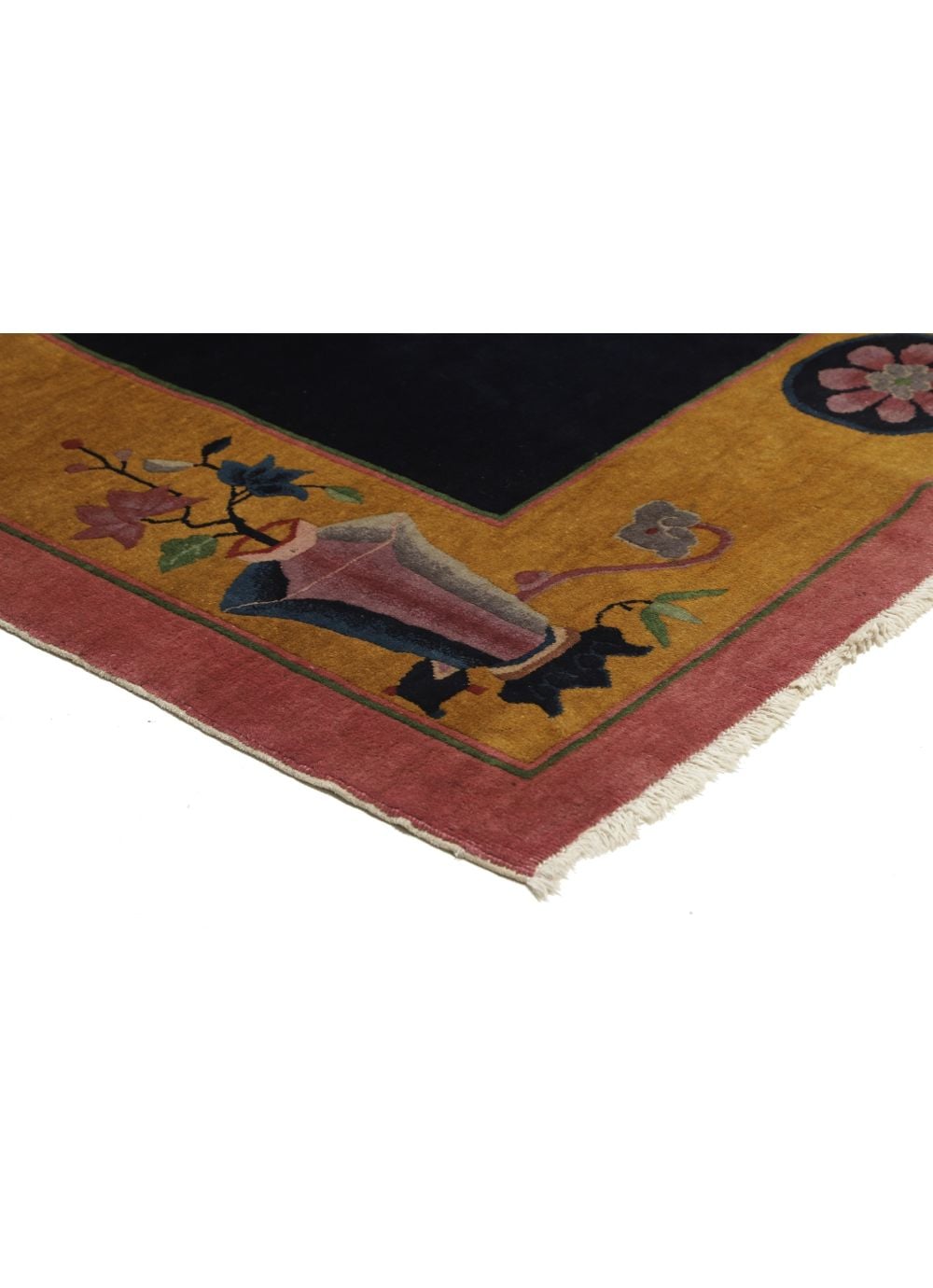 中国アンティーク　手織りシルク絨毯 中国 アンティーク