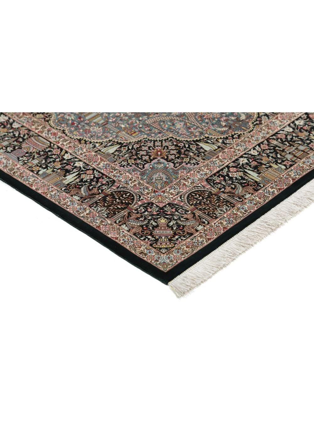 ペルシャ絨毯　クム　GHOM 100%シルク 高級ペルシャ絨毯クム、シルク100％ ジャムシーディ 200×131cm（FL