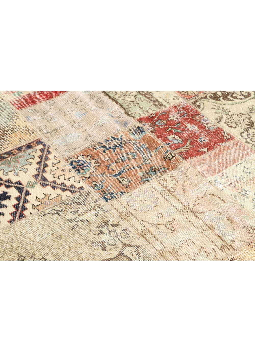 ペルシャ絨毯 パッチワーク アンティーク 102x102手織り クリーニング済み ペルシャ絨毯 パッチワーク アンティーク 100x100手織り