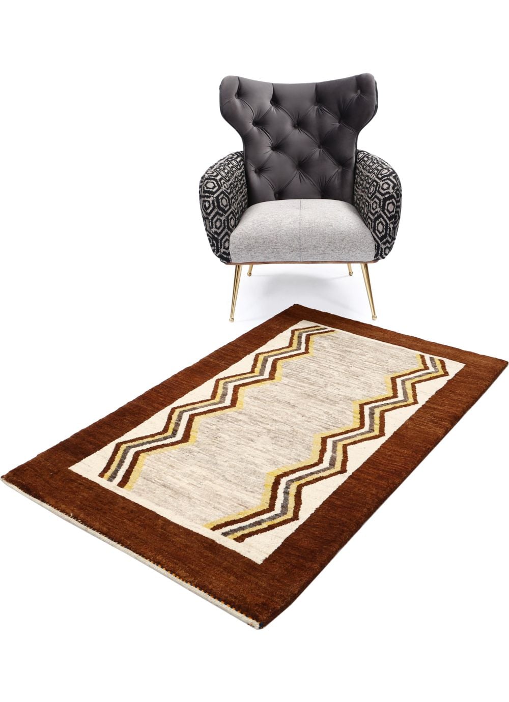 ペルシャ絨毯　ギャッベ　新品 114x80 cm Persia Gabbeh ペルシャギャッベ 約41cm x 41cm｜SATHI RUGS